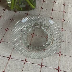 VINTAGE ANCHOR HOCKING Sure Snuff Clear Hobnail Ashtray round Large  6.25”